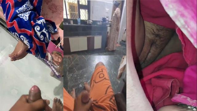 Horny Son Masturbating while Aunty working MMS